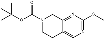 2-(甲硫基)-5,8-二氢吡啶并[3,4-D]嘧啶-7(6H)-羧酸叔丁酯, 1226776-86-8, 结构式