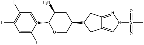 (2R,3S,5R)-5-(2-(Methylsulfonyl)pyrrolo[3,4-c]pyrazol-5(2H,4H,6H)-yl)-2-(2,4,5-trifluorophenyl)tetrahydro-2H-pyran-3-aMine Structure