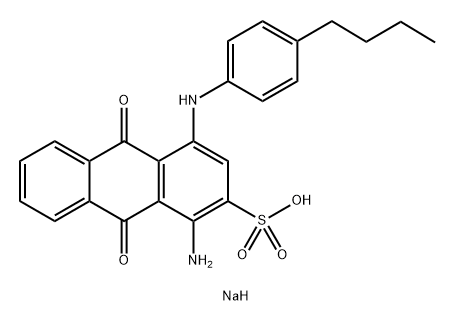 1-アミノ-4-[(4-ブチルフェニル)アミノ]-9,10-ジヒドロ-9,10-ジオキソアントラセン-2-スルホン酸ナトリウム 化学構造式