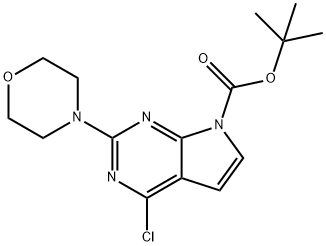 tert-butyl 4-chloro-2-Morpholino-7H-pyrrolo[2,3-d]pyriMidine-7-carboxylate Structure