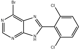 6-ブロモ-8-(2,6-ジクロロフェニル)-9H-プリン 化学構造式