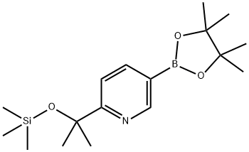 5-(4,4,5,5-テトラメチル-1,3,2-ジオキサボロラン-2-イル)-2-(2-((トリメチルシリル)オキシ)プロパン-2-イル)ピリジン 化学構造式