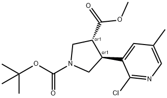 4-(2-クロロ-5-メチルピリジン-3-イル)ピロリジン-1,3-ニカルボン酸(ラセミ体TRANS)-1-TERT-ブチル3-メチル 化学構造式