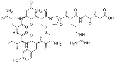 CYS-TYR-ILE-GLN-ASN-CYS-PRO-ARG-GLY-GLY (DISULFIDE BRIDGE: CYS1-CYS6)) 结构式