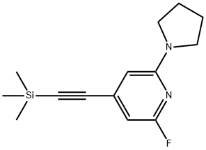 2-Fluoro-6-(pyrrolidin-1-yl)-4-((trimethylsilyl)-ethynyl)pyridine, 1228665-47-1, 结构式