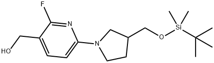 (6-(3-((tert-Butyldimethylsilyloxy)methyl)-pyrrolidin-1-yl)-2-fluoropyridin-3-yl)methanol Structure