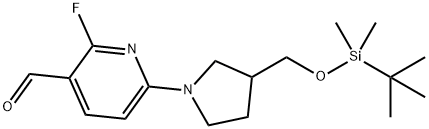 6-(3-((((叔丁基二甲基甲硅烷基)氧基)甲基)吡咯烷-1-基)-2-氟烟醛, 1228665-60-8, 结构式