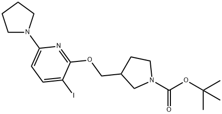 tert-Butyl 3-((3-iodo-6-(pyrrolidin-1-yl)pyridin-2-yloxy)methyl)pyrrolidine-1-carboxylate Structure