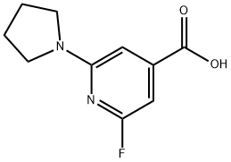 2-Fluoro-6-(pyrrolidin-1-yl)isonicotinic acid, 1228665-96-0, 结构式