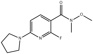 2-Fluoro-N-methoxy-N-methyl-6-(pyrrolidin-1-yl)-nicotinamide, 1228666-39-4, 结构式