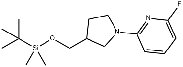2-(3-((tert-Butyldimethylsilyloxy)methyl)-pyrrolidin-1-yl)-6-fluoropyridine Struktur