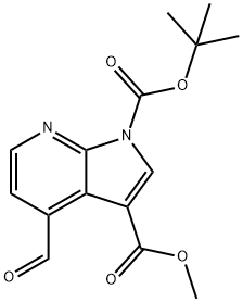 1-tert-Butyl 3-methyl 4-formyl-1H-pyrrolo[2,3-b]-pyridine-1,3-dicarboxylate Struktur