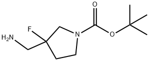 1-Pyrrolidinecarboxylic acid, 3-(aminomethyl)-3-fluoro-, 1,1-dimethylethyl ester Structure