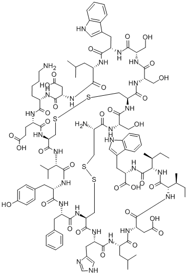 H-CYS-SER-CYS-SER-SER-TRP-LEU-ASP-LYS-GLU-CYS-VAL-TYR-PHE-CYS-HIS-LEU-ASP-ILE-ILE-TRP-OH Structure