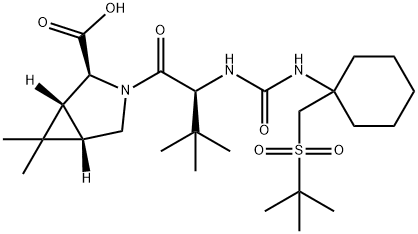 (1R,2S,5S)-3-((S)-2-(3-(1-(tert-butylsulfonylMethyl)cyclohexyl)ureido)-3,3-diMethylbutanoyl)-6,6-diMethyl-3-azabicyclo[3.1.0]hexane-2-carboxylic acid Struktur