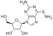 2-アミノ-9-β-D-リボフラノシル-9H-プリン-6-スルフェンアミド 化学構造式
