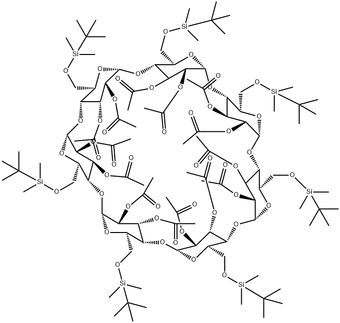 七(2,3-二-O-乙酰基-6-O-叔丁基二甲基甲硅烷基)环麦芽庚糖, 123172-94-1, 结构式