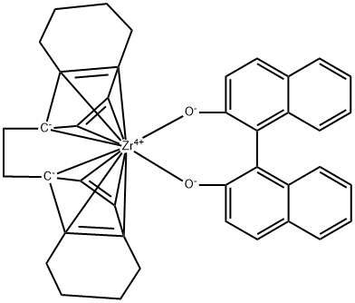 (R,R)-ETHYLENEBIS-(4,5,6,7-TETRAHYDRO-1-INDENYL)-ZIRCONIUM(IV)-(R)-(1,1'-BINAPHTHYL-2) 化学構造式