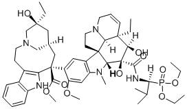 4-O-デアセチル-23-デメトキシ-23-[[(S)-2-メチル-1-(ジエトキシホスフィニル)プロピル]アミノ]ビンカロイコブラスチン 化学構造式