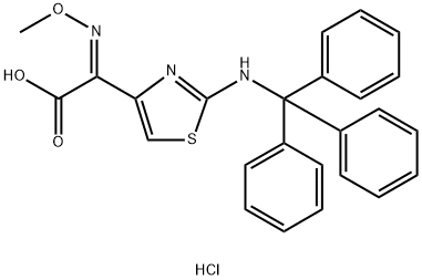 2-(2-トリチルアミノチアゾール-4-イル)-2-メトキシイミノ酢酸塩酸塩 化学構造式