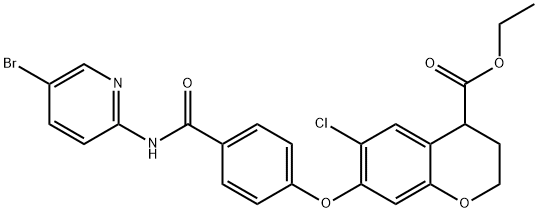 ethyl 7-(4-(5-bromopyridin-2-ylcarbamoyl)phenoxy)-
6-chlorochroman-4-carboxylate Structure