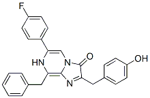 Imidazo[1,2-a]pyrazin-3(7H)-one,  6-(4-fluorophenyl)-2-[(4-hydroxyphenyl)methyl]-8-(phenylmethyl)- Structure