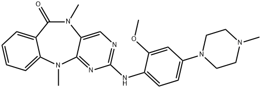 6H-PyriMido[4,5-b][1,4]benzodiazepin-6-one, 5,11-dihydro-2-[[2-Methoxy-4-(4-Methyl-1-piperazinyl)phenyl]aMino]-5,11-diMethyl- Structure