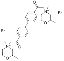 4,4'-Bis((2-methyl-2,3,5,6-tetrahydro-1,4-oxazin-4-yl)acetyl)biphenyl dimethiobromide Structure