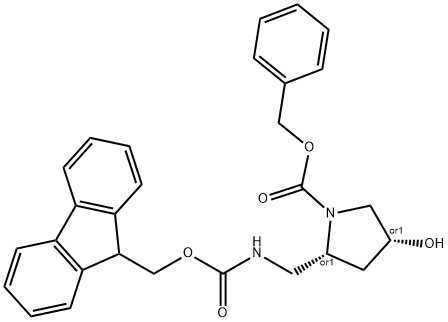 (2S,4S)-benzyl 2-((((9H-fluoren-9-yl)methoxy)carbonylamino)methyl)-4-hydroxypyrrolidine-1-carboxylate Structure
