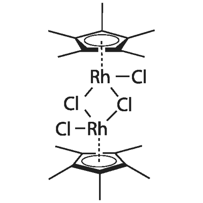 Bis[(pentamethylcyclopentadienyl)dichloro-rhodium] Struktur