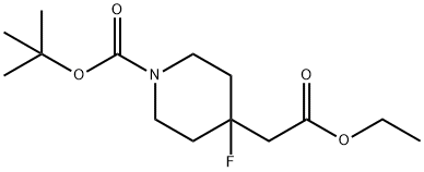 4-Piperidineacetic acid, 1-[(1,1-diMethylethoxy)carbonyl]-4-fluoro-, ethyl ester Struktur