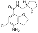 (+)-4-アミノ-5-クロロ-N-[[(2S)-2-ピロリジニル]メチル]-2,3-ジヒドロベンゾフラン-7-カルボアミド·塩酸塩 化学構造式
