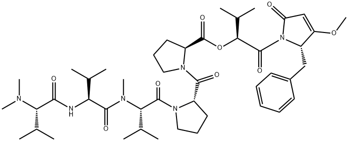 (5S)-1-[N,N-ジメチル-L-Val-L-Val-N-メチル-L-Val-L-Pro-L-Pro-L-Hyiv-]-5-ベンジル-4-メトキシ-1H-ピロール-2(5H)-オン 化学構造式
