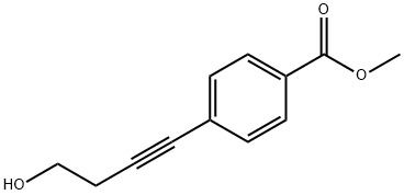 4-(4-ヒドロキシ-1-ブチニル)安息香酸メチルエステル 化学構造式