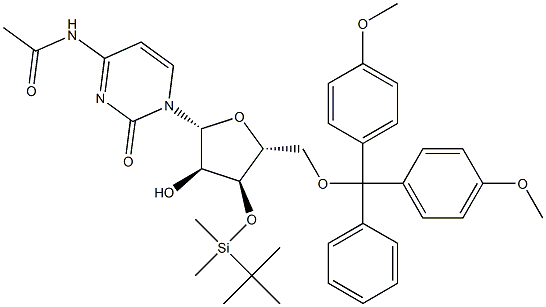 N-(1-((2R,3R,4S,5R)-5-((ビス(4-メトキシフェニル)(フェニル)メトキシ)メチル)-4-((TERT-ブチルジメチルシリル)オキシ)-3-ヒドロキシテトラヒドロフラン-2-イル)-2-オキソ-1,2-ジヒドロピリミ 化学構造式