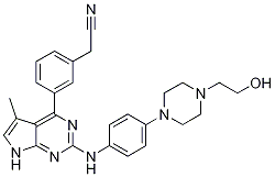 Benzeneacetonitrile, 3-[2-[[4-[4-(2-hydroxyethyl)-1-piperazinyl]phenyl]aMino]-5-Methyl-7H-pyrrolo[2,3-d]pyriMidin-4-yl]- Struktur