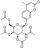 4-甲基-7-[[3,4,6-三-O-乙酰基-2-(乙酰氨基)-2-脱氧-BETA-D-吡喃半乳糖基]氧基]-2H-1-苯并吡喃-2-酮, 124167-46-0, 结构式