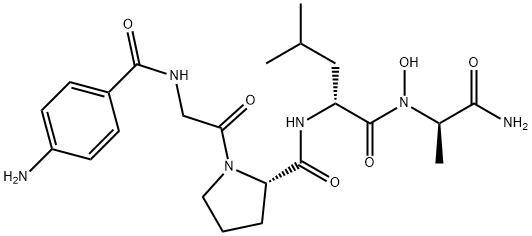 4-氨基苯甲酰基-甘氨酰-脯氨酰-D-亮氨酰-D-丙氨酰异羟肟酸 结构式