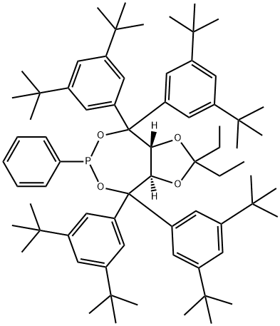 (3aR,8aR)-4,4,8,8-tetrakis(3,5-di-tert-butylphenyl)-2,2-diethyl-6-phenyltetrahydro-[1,3]dioxolo[4,5-e][1,3,2]dioxaphosphepine Structure