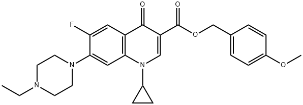 3-Quinolinecarboxylic acid, 1-cyclopropyl-7-(4-ethyl-1-piperazinyl)-6-fluoro-1,4-dihydro-4-oxo-, (4-Methoxyphenyl)Methyl ester Struktur