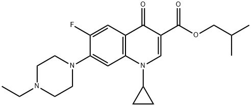 3-Quinolinecarboxylic acid, 1-cyclopropyl-7-(4-ethyl-1-piperazinyl)-6-fluoro-1,4-dihydro-4-oxo-, 2-Methylpropyl ester 化学構造式