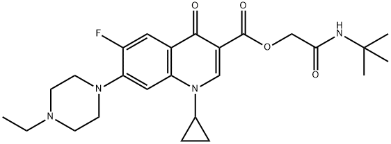 3-Quinolinecarboxylic acid, 1-cyclopropyl-7-(4-ethyl-1-piperazinyl)-6-fluoro-1,4-dihydro-4-oxo-, 2-[(1,1-diMethylethyl)aMino]-2-oxoethyl ester Structure