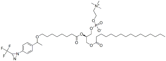 1-palmitoyl-2-(10-(4-((trifluoro-methyl)diazirinyl)phenyl)-9-oxaundecanoyl)-sn-glycero-3-phosphocholine Struktur