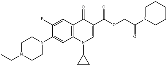 3-Quinolinecarboxylic acid, 1-cyclopropyl-7-(4-ethyl-1-piperazinyl)-6-fluoro-1,4-dihydro-4-oxo-, 2-oxo-2-(1-piperidinyl)ethyl ester 化学構造式