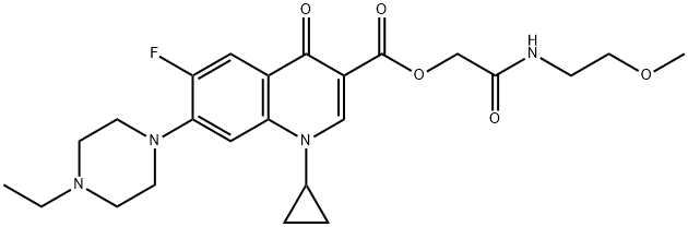 3-Quinolinecarboxylic acid, 1-cyclopropyl-7-(4-ethyl-1-piperazinyl)-6-fluoro-1,4-dihydro-4-oxo-, 2-[(2-Methoxyethyl)aMino]-2-oxoethyl ester Struktur