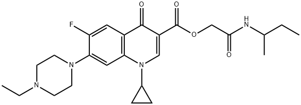 3-Quinolinecarboxylic acid, 1-cyclopropyl-7-(4-ethyl-1-piperazinyl)-6-fluoro-1,4-dihydro-4-oxo-, 2-[(1-Methylpropyl)aMino]-2-oxoethyl ester Structure