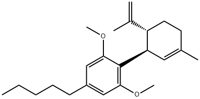 2-[(1R)-3-メチル-6β-イソプロペニル-2-シクロヘキセン-1α-イル]-1,3-ジメトキシ-5-ペンチルベンゼン 化学構造式