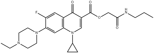 3-Quinolinecarboxylic acid, 1-cyclopropyl-7-(4-ethyl-1-piperazinyl)-6-fluoro-1,4-dihydro-4-oxo-, 2-oxo-2-(propylaMino)ethyl ester Structure