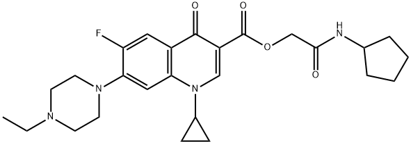 3-Quinolinecarboxylic acid, 1-cyclopropyl-7-(4-ethyl-1-piperazinyl)-6-fluoro-1,4-dihydro-4-oxo-, 2-(cyclopentylaMino)-2-oxoethyl ester,1242005-39-5,结构式
