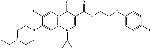 3-Quinolinecarboxylic acid, 1-cyclopropyl-7-(4-ethyl-1-piperazinyl)-6-fluoro-1,4-dihydro-4-oxo-, 2-(4-fluorophenoxy)ethyl ester Structure